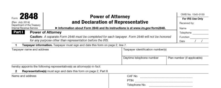 Power of Attorney Form 2848 For All Clients - Lincoln Tax Professionals